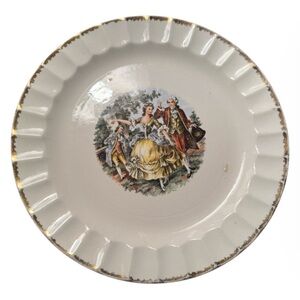 Vintage ~ 1940s ~ Cronin China  ~ Colonial Couple Plate ~ Gold Trim